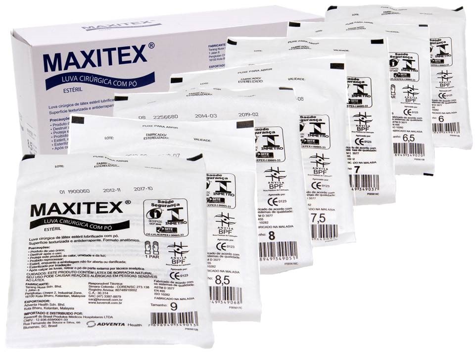 Luva cirúrgica Maxitex produto em pó